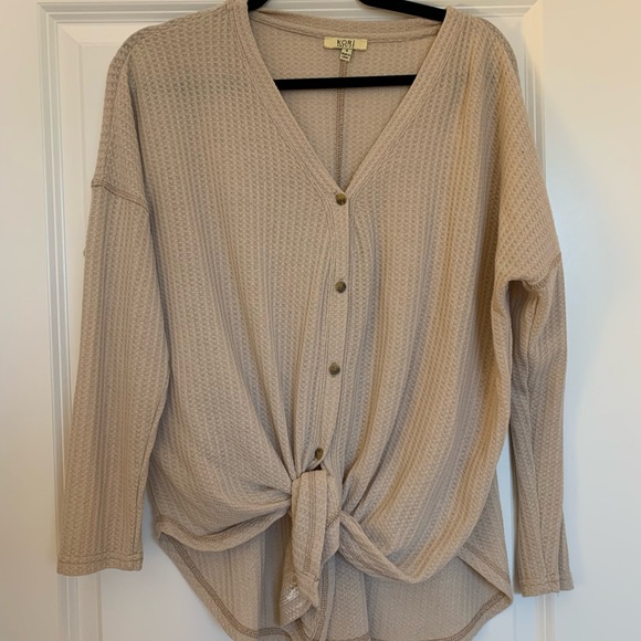 Kori America Waffle Knit Cream Top - Picture 1 of 2